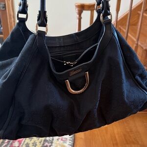 Gucci Black Monogram Shoulder Bag